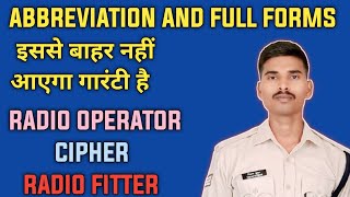 CRPF Radio Operator, Cipher & Radio Fitter | Important Abbreviations & Full Forms for Exam 2025