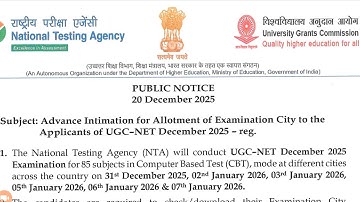 UGC NET 2025 Official Notification , Examination City Intimation/ Allotment , Admit Card । Net Exam