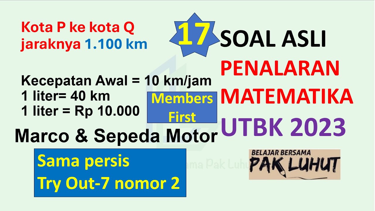 SOAL ASLI UTBK 2023 Penalaran Matematika topik Kecepatan Motor bertambah 5 km/jam