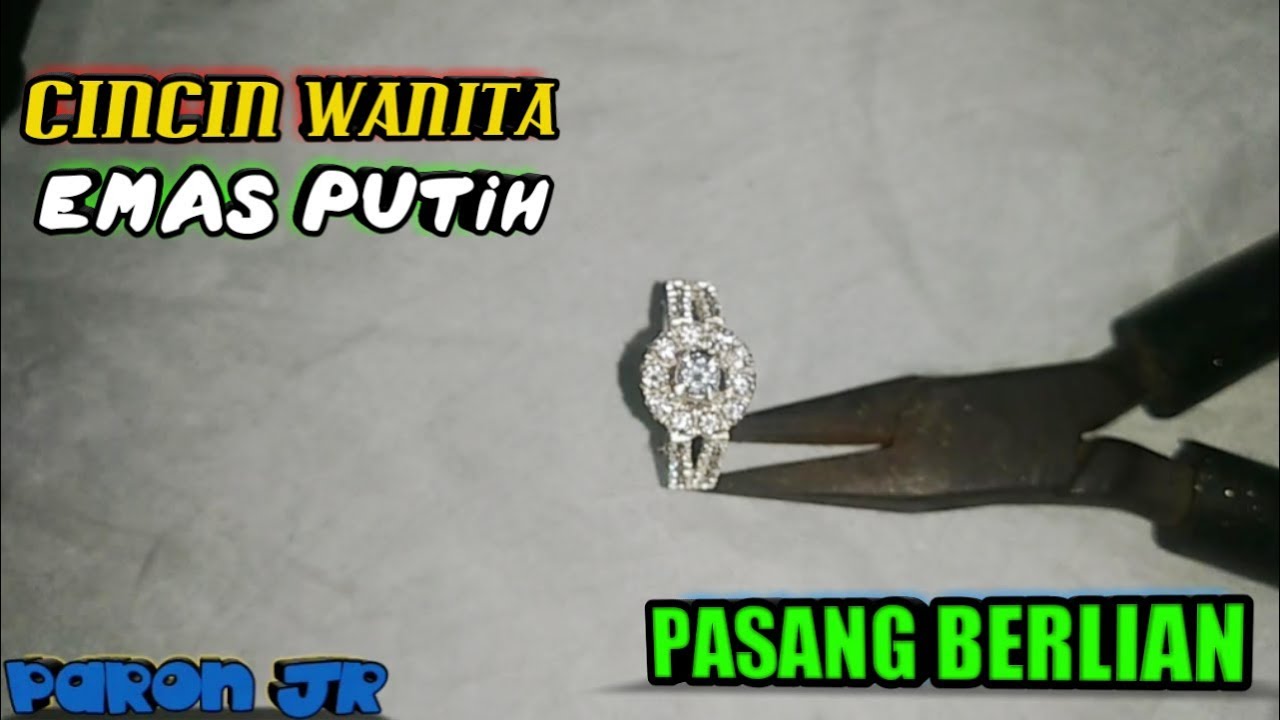 CINCIN WANITA EMAS PUTIH SIMPLE PASANG BERLIAN 