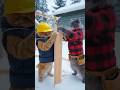 POV: Cat construction workers start a snowball fight 🔨❄️🐱 #oops