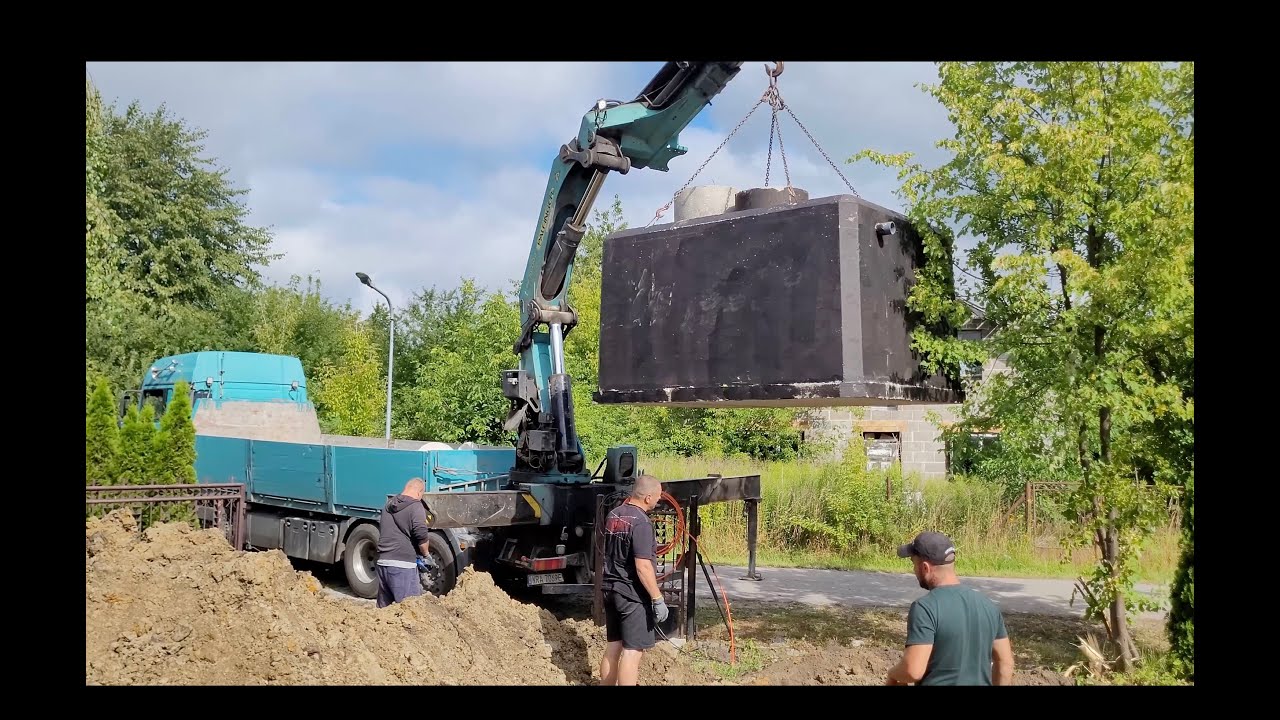 Montaż szamba betonowego 10m3 - Em-Kop - YouTube