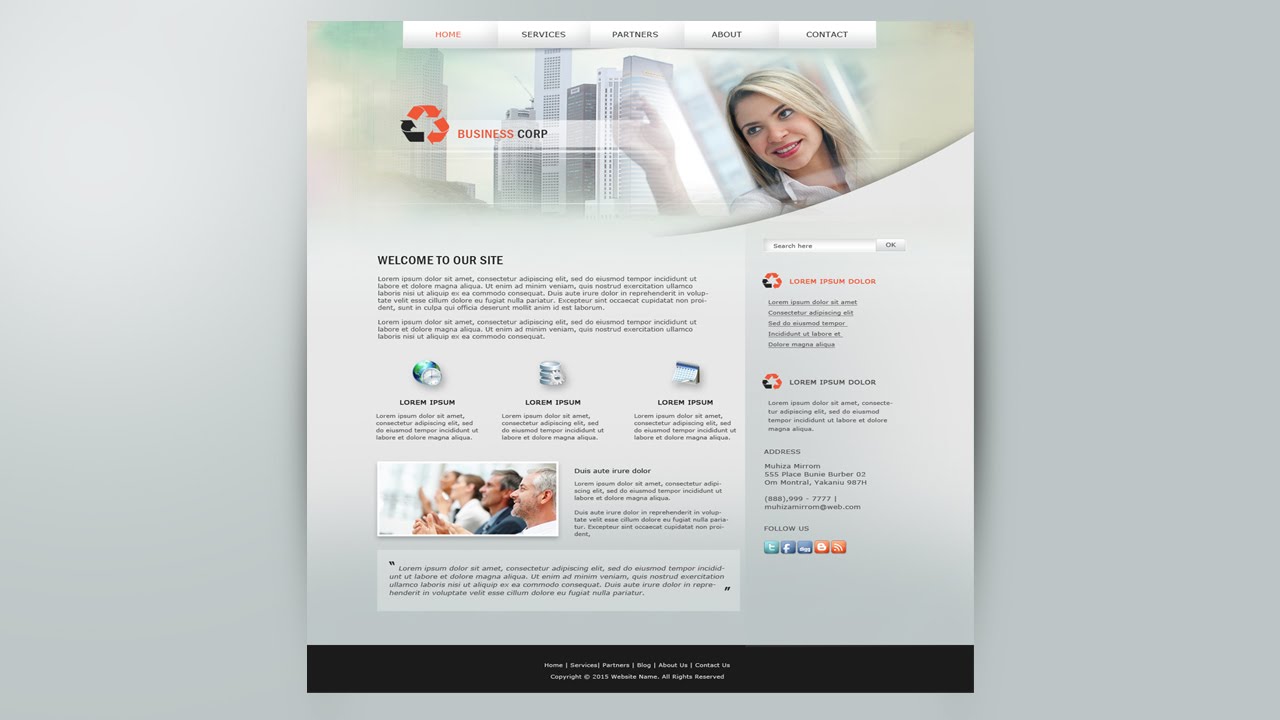 Create Business Corp Web Design In Photoshop