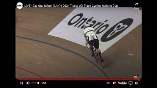 Final for Gold - Men’s Team Sprint. GB vs Netherlands. UCI Nations Cup Milton Canada 2024