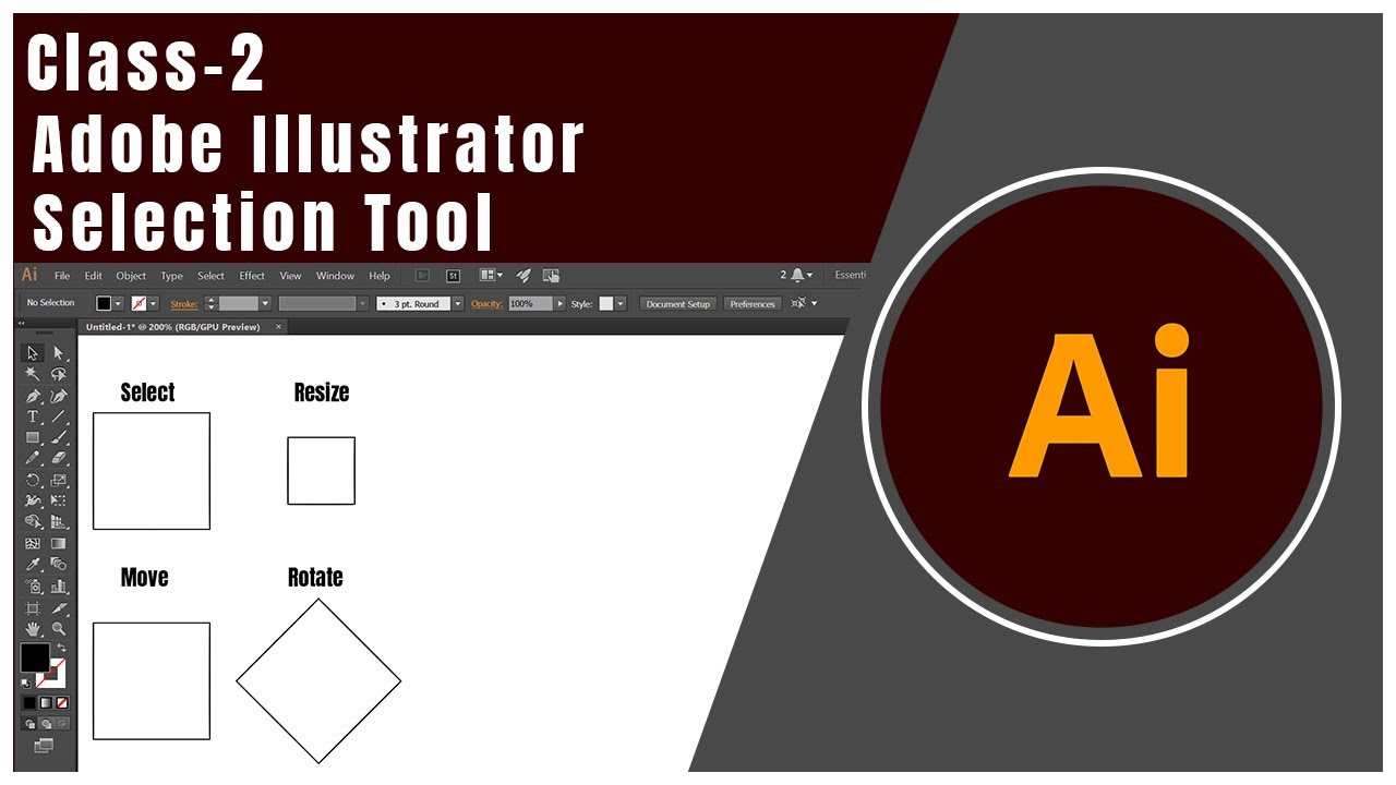 Selection Tool in Adobe Illustrator - Class 2 - YouTube