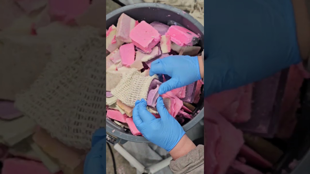 Filling soap scrap bags