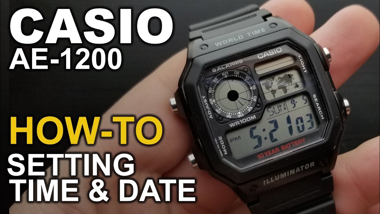 Casio AE 1200 - Setting time and date tutorial 
