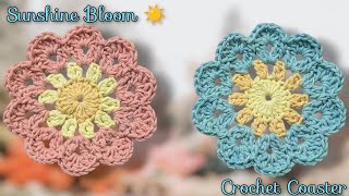 Sunshine Bloom Crochet Coaster 