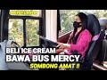 DRIVER CANTIK beli ice cream bawa bus mercy dan BUKA MASKER