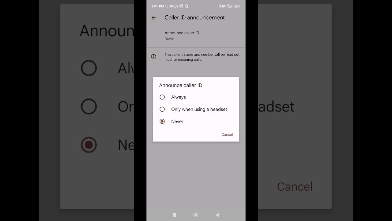 how allow caller id announce 