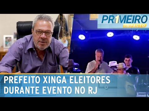 Video prefeito-de-cantagalo-rj-discute-e-xinga-eleitores-em-cima-de-palco-primeiro-impacto-14-05-24