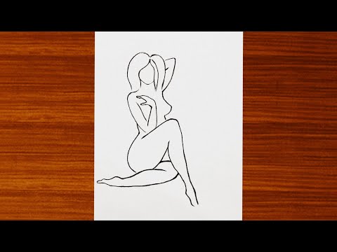 Silhouette Naked Girl Simple Line Draw💖|| Hot Girl Simple Line Draw😍💖