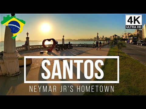 🇧🇷 SANTOS | BRAZIL | 4K | Neymar Jr's Hometown | A walk along the beachfront garden