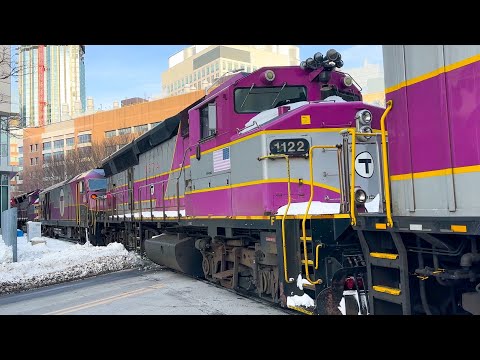 Six MBTA Commuter Rail Locomotives Move Together on the Readville Switcher to the South Side