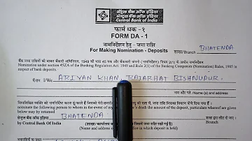 Central Bank Nomination Form Fill Up | Central Bank Of India Nominee Form | Nomination Form Fill Up