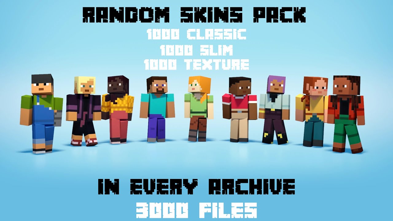 Minecraft - Random Skins Pack ( 169 ) 1000classic, 1000slim, 1000texture