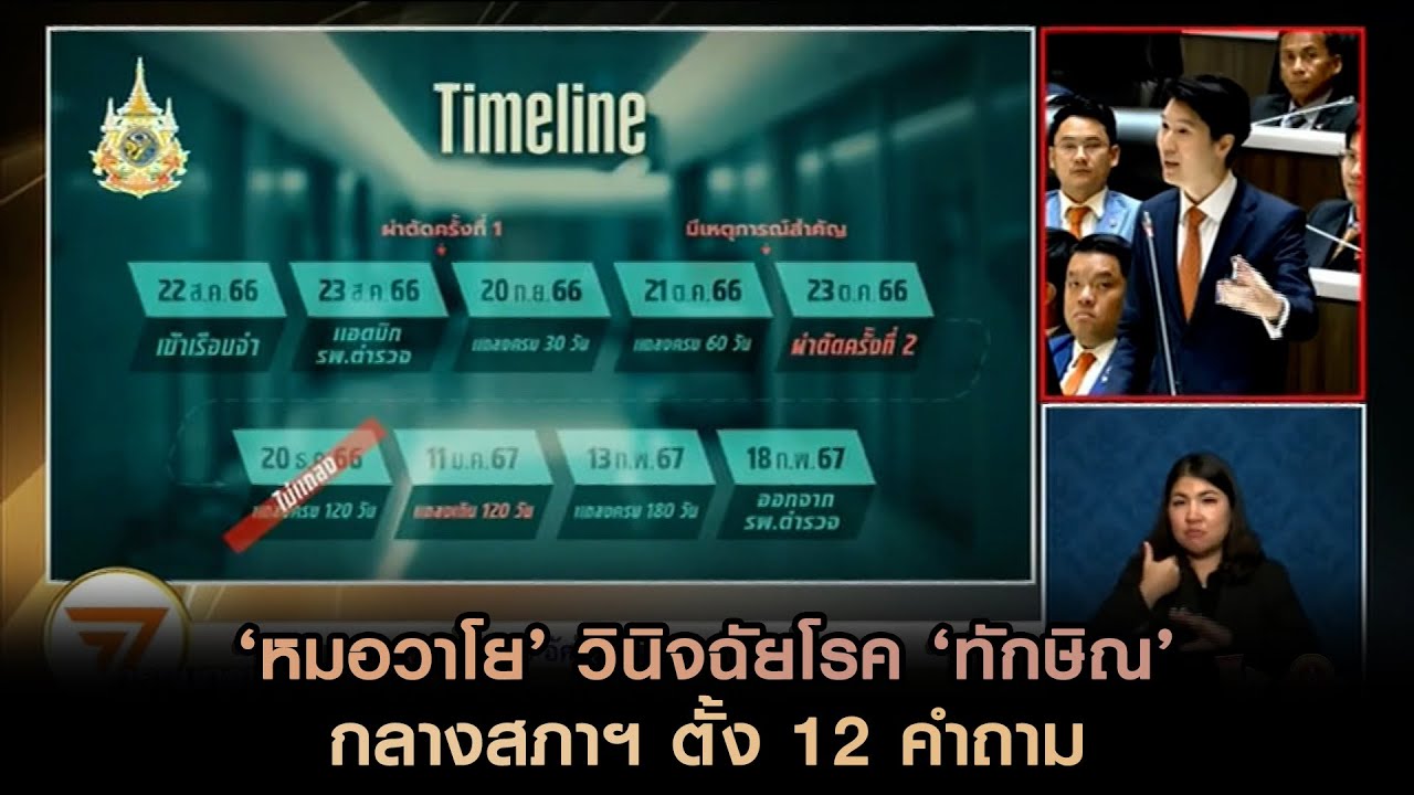 'หมอวาโย' วินิจฉัยโรค 'ทักษิณ' กลางสภาฯ ตั้ง 12 คำถาม รักษานอกเรือนจำ  พักโทษ
