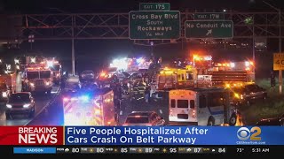 Belt Parkway closed in Queens after drivers suspected of racing crashed