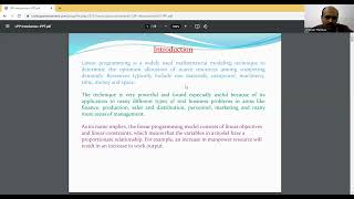 Linear Programming Model- Introduction