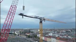 Kranmontage auf der Baustelle „2. SBSS München, Rückbau MAN-Dach“