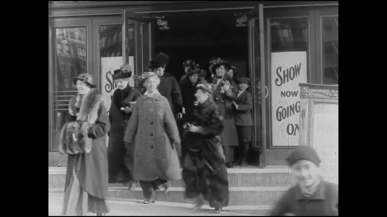 People exiting the Claremont Theatre in New York City in 1915