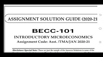 BECC 101 Ignou Solved Assignment