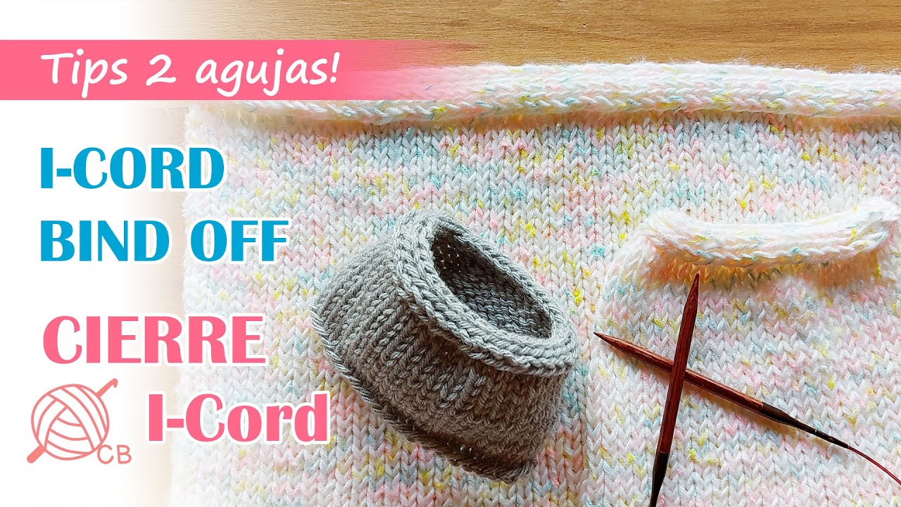 [ENG SUB] I cord Bind Off Circular - Cierre cordón tubular I-cord - How to Knit I-Cord Bind off