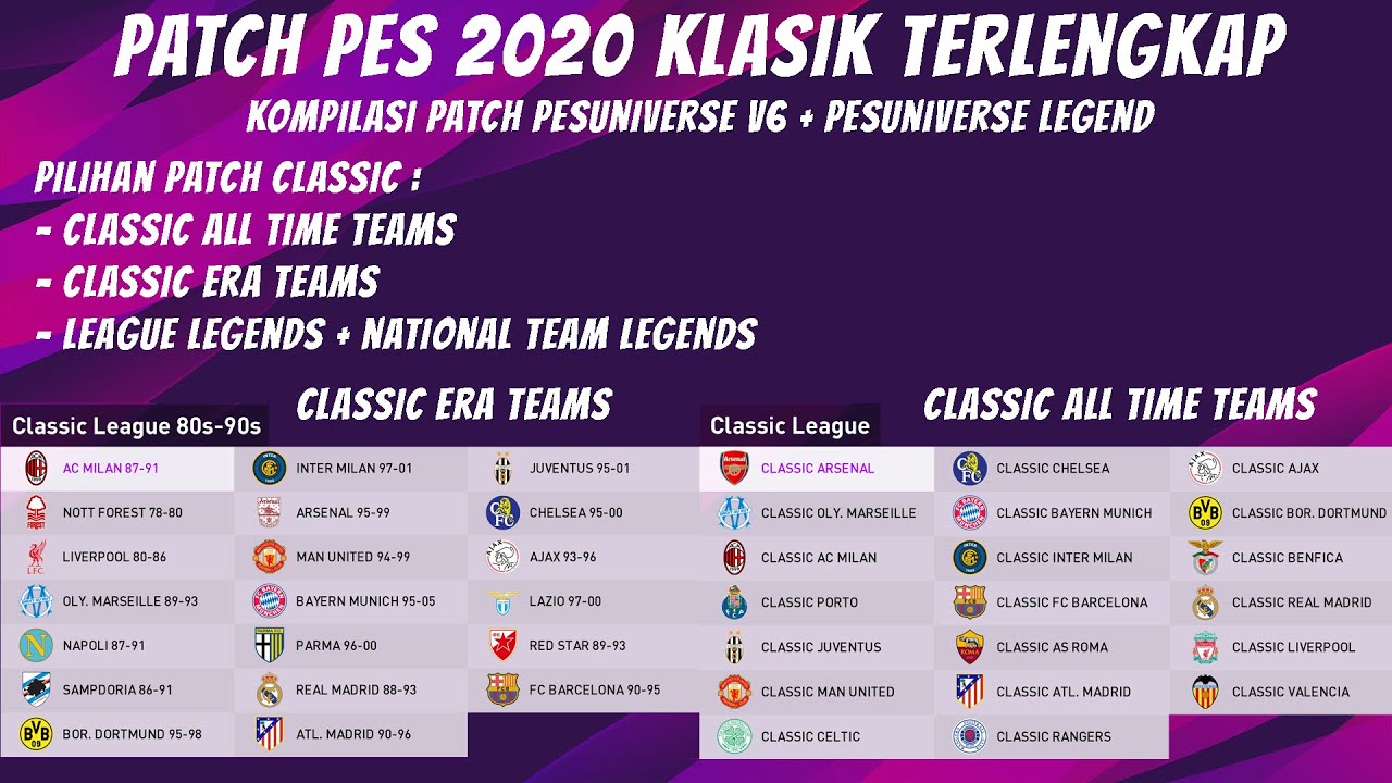 Patch Klasik Terlengkap!!PES 2020 PS4 DP 6. Kompilasi PESUni 6 + PESUni Legend