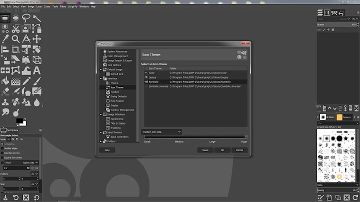 GIMP 2.10 - Adjust Interface (Themes, Icon Styles and Size)