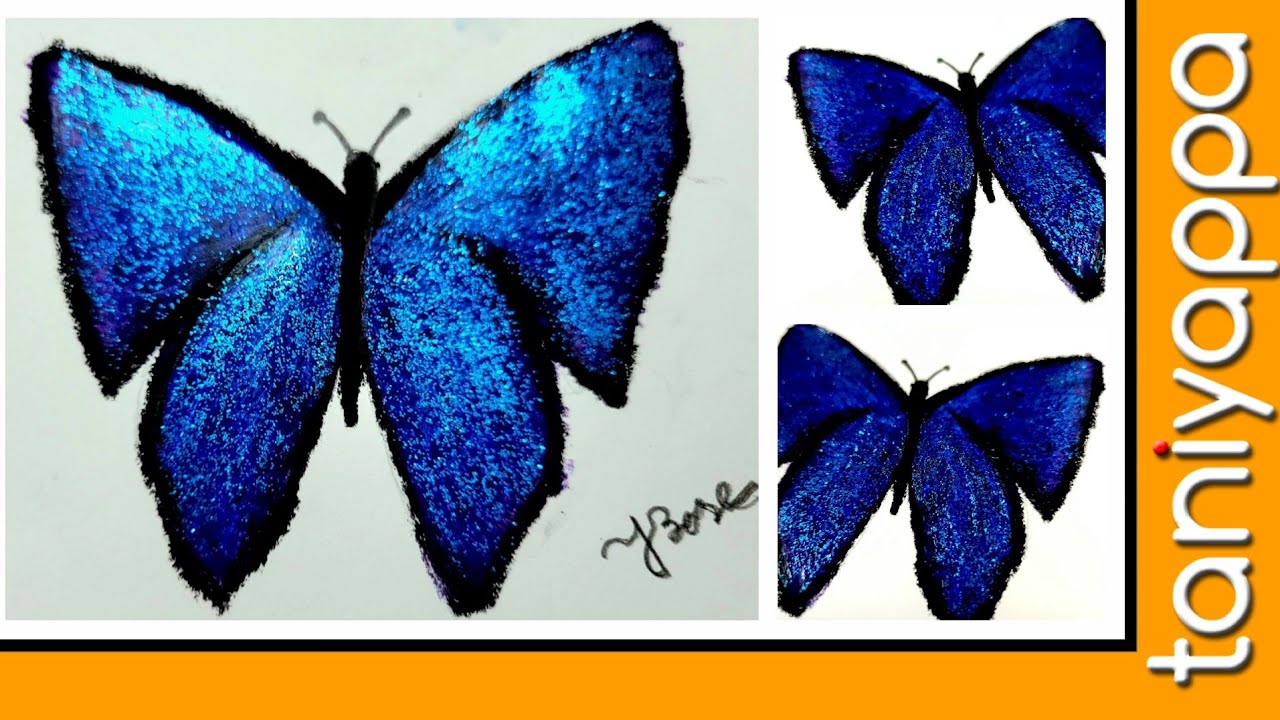How to Draw Butterfly Easy | Easy Oil-Pastel Glitter Butterfly | Butterfly  Drawing |