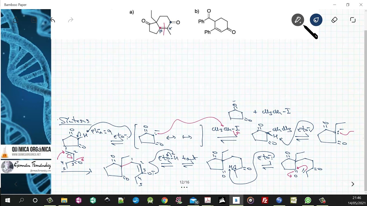 Retrosíntesis y síntesis mediante al reacción de Robinson (Michael y aldólica intramolecular)