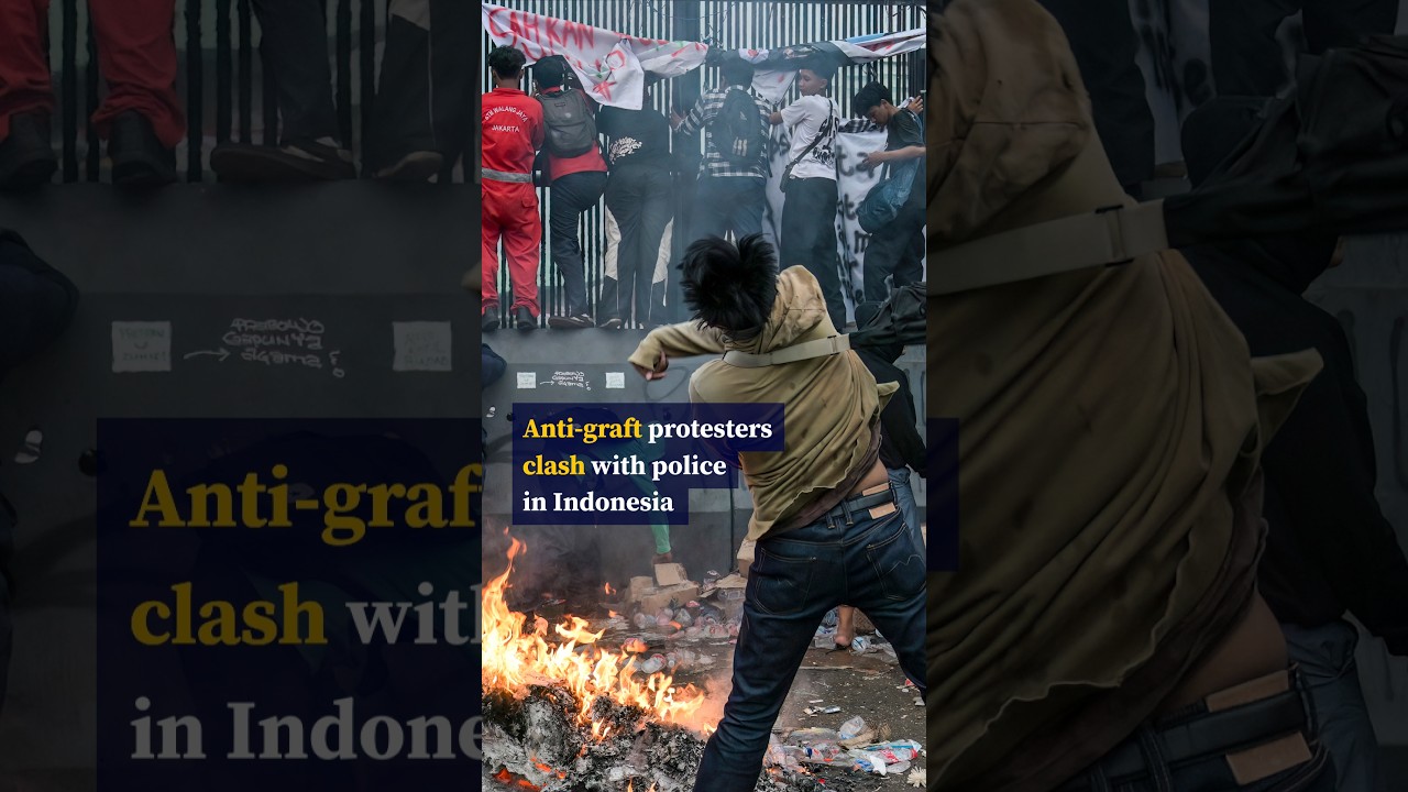 Anti-graft protesters clash with police in Indonesia