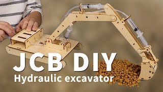 Build a Hydraulic JCB Excavator with DIY Kit|Woodcraft