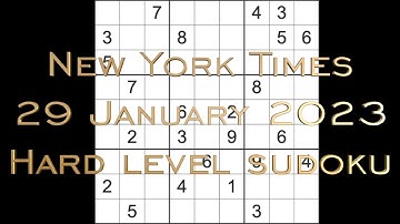 Sudoku solution – New York Times sudoku 29 January 2023 Hard level
