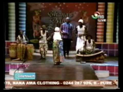 Filmed in 2008, Gouda music group from Ghana was invited to perform on TV3 for the show: Ghana most beautiful! Kwame Kponyo Wadada, gyil, xylophone Agbeko Gidi, Kpanlogo Begine Owuo Kebibaya, GOME Kofi Agbo, Atenteben (Bamboo flute) Ahenfie, Gancogui, bell Fire, Axatse, Shaker