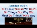 To Follow Yahuah We Can't Do Things Our Way We Must Do Things Yah's Way - Exodus 16:3-4