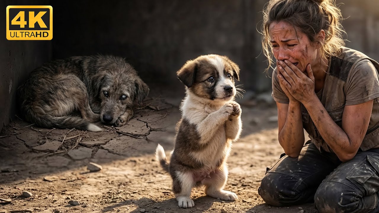 Puppy Prays To Stranger To Save Blind Mom - You Will Cry