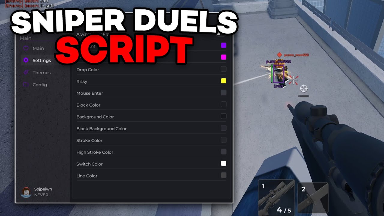 Sniper Duels Script GUI | Silent Aim, Aimbot, Soft Aim, ESP, No Recoil