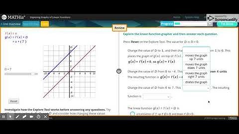 Carnegie Learning: MATHia - Exploring Graphs of Linear Functions Workspace