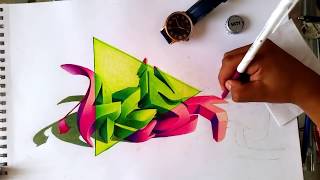 Graffiti en 3D 2017 graffiti Green pink