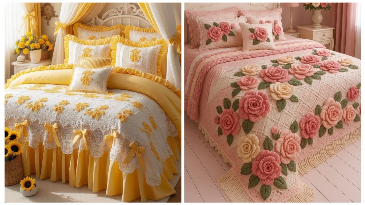 Последние идеи дизайна простыней, связанных крючком | Вдохновение для дизайна спальни своими руками