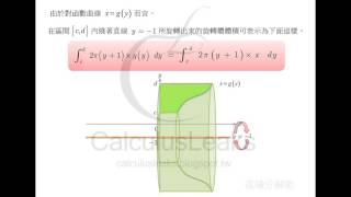 【微積分解密CalculusLeaks】《積分的應用》〈使用「切片法」與「剝殼法」求形體的體積〉 如何求出單一曲線繞著平行x軸的直線所旋轉出來的旋轉體體積？例題3-2
