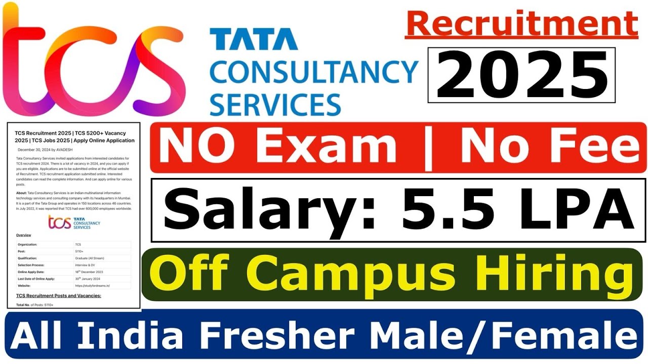 rewrite this title TCS Recruitment 2025 | TCS Off Campus Hiring 2025 | TCS JOBS 2025 | TCS Freshers Jobs 2025 rewrite this title TCS Recruitment 2025 | TCS Off Campus Hiring 2025 | TCS JOBS 2025 | TCS Freshers Jobs 2025