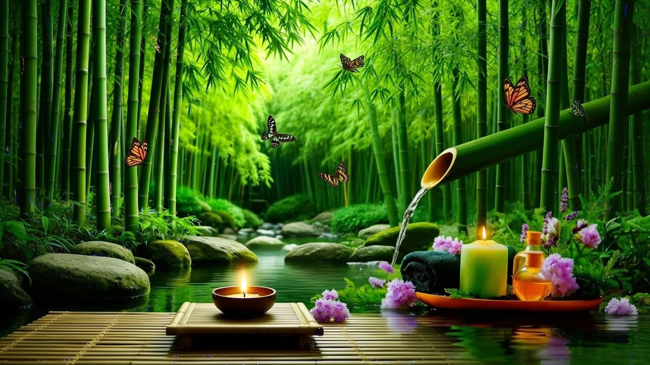 Zen Bamboo Forest Spa Calming Water Sounds & Gentle Music for Deep ...