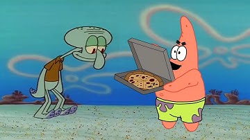 Squidward trying to get a pizza from Patrick | SpongeBob meme animation