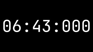 Countdown timer 6 minutes, 43 seconds [06:43:000] - White on black with milliseconds