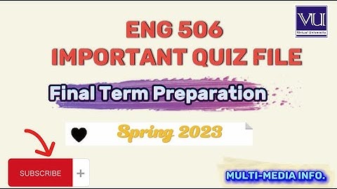 ENG 506 Important Quiz File for Final Term Exams preparation || Eng 506 imp MCQS file 2023