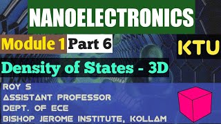 Module 1|Part 6|NANOELECTRONICS|IDensity of States - 3D Semiconductors|S8 ECE|KTU