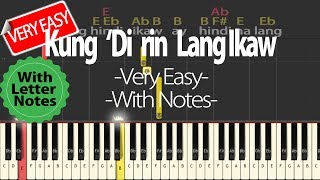 Kung 'Di Rin Lang Ikaw | December Avenue ft Moira Dela Torre | Very Easy Piano Tutorial | with Notes chords