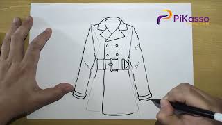 How to Draw a Trench Coat Easy step by step